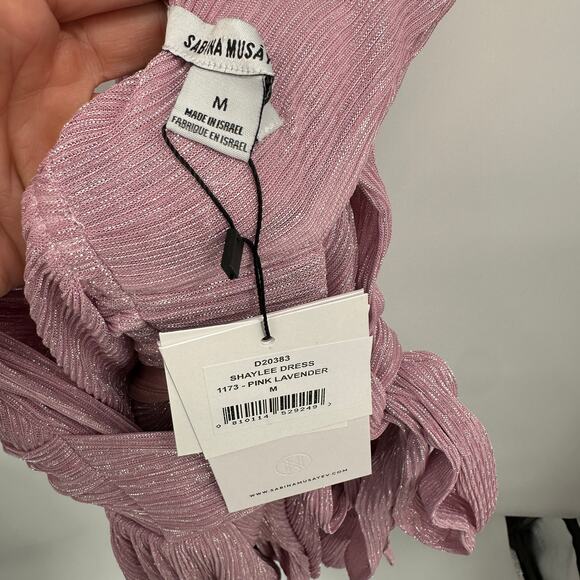 Sabina Musayev NWT Shaylee Flutter Sleeve Low Back Dress in Lavender Plissé // M - Picture 14 of 16